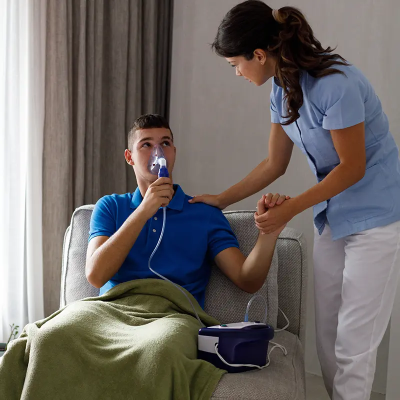 teenage using inhaler