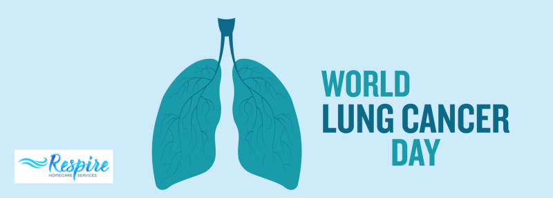 Illustration of lungs with words 'World Lung Cancer Day' next to it