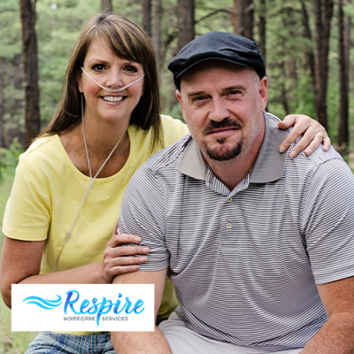 Couple visiting forest woman using breathing tubes 